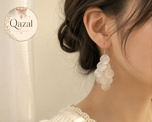 گوشواره I am صدفی چندلایه طرح پولکی