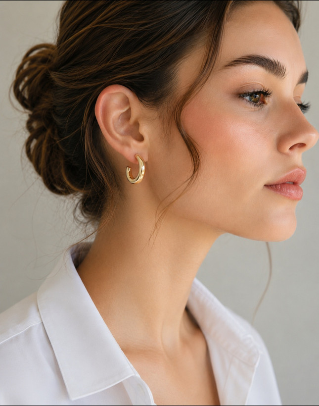 گوشواره I am طلایی حلقهی باز مینیمال (طرح C)